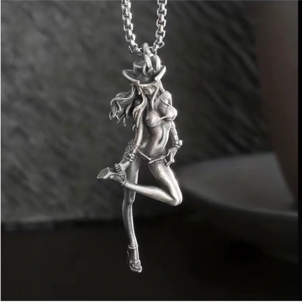 Retro Sexy CowGirl Necklace Japanese Animated Pirate Rock Rodeo Western